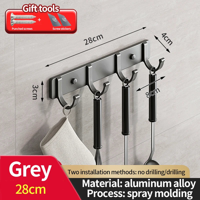 No-Drill Aluminum Wall Hook | Coat & Clothes Hanger Organizer