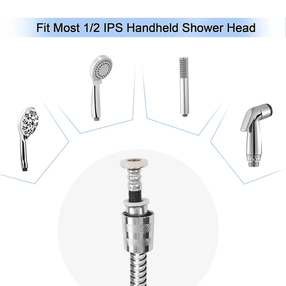 Stainless Steel Shower Hose Shower Pipe Copper Connectors High Pressure Resistance Anti-Explosion Anti-Kink Replacement Hose Peaceful Pleasures Health and Wellness