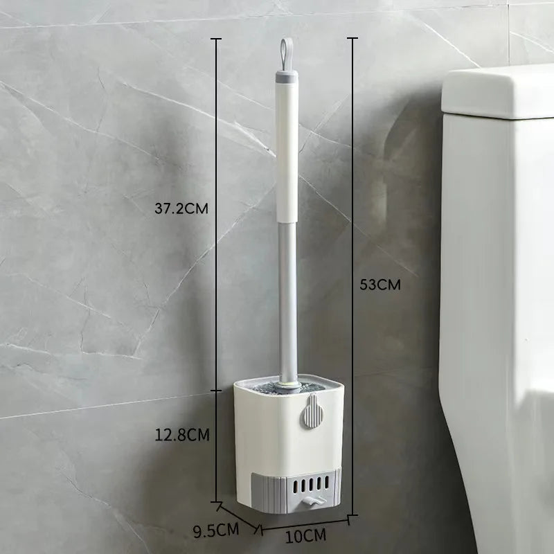 Wall-Mounted Toilet Brush – Punch-Free, No Dead Ends