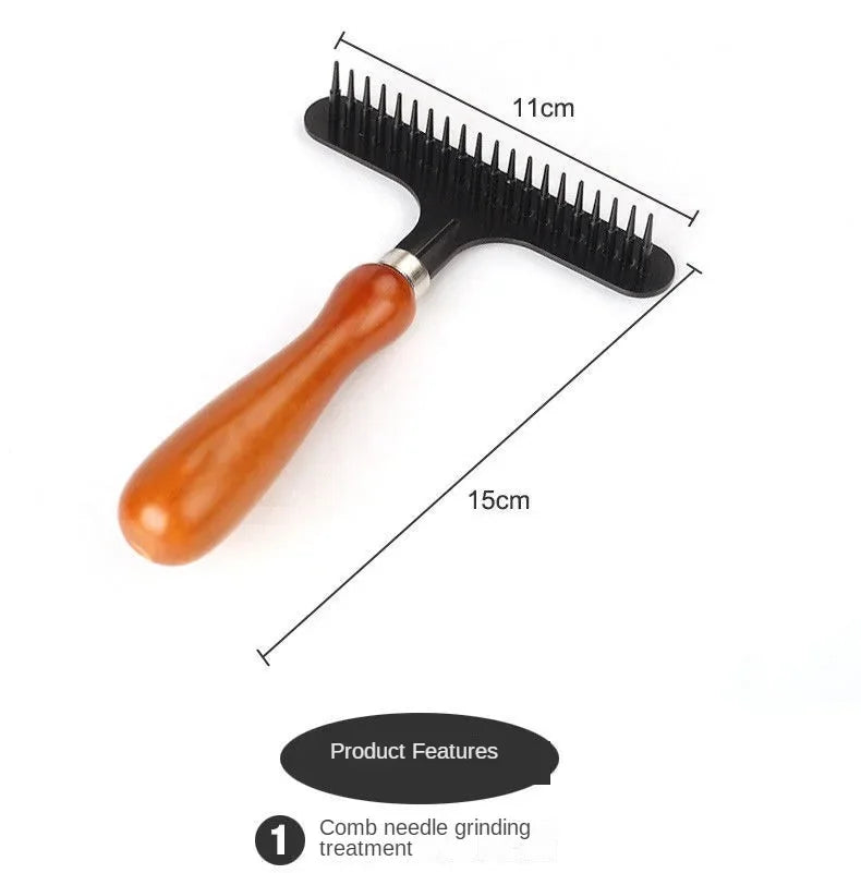Wooden Pet Deshedding Undercoat Rake for Dogs & Cats Pet Grooming Rake Peaceful Pleasures Health and Wellness