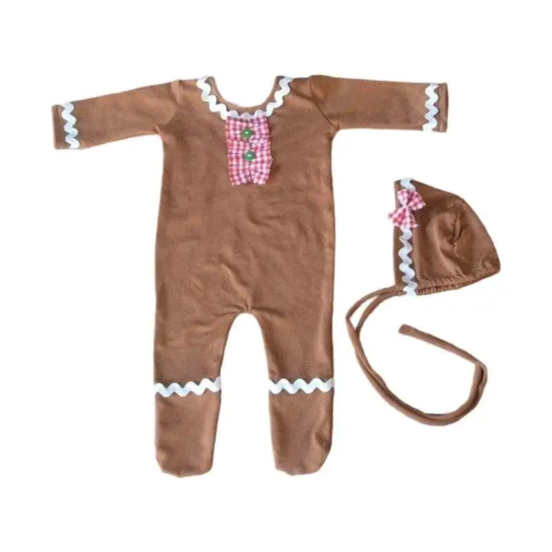 Christmas Newborn Photography Romper & Hat Set | 0–6M Baby