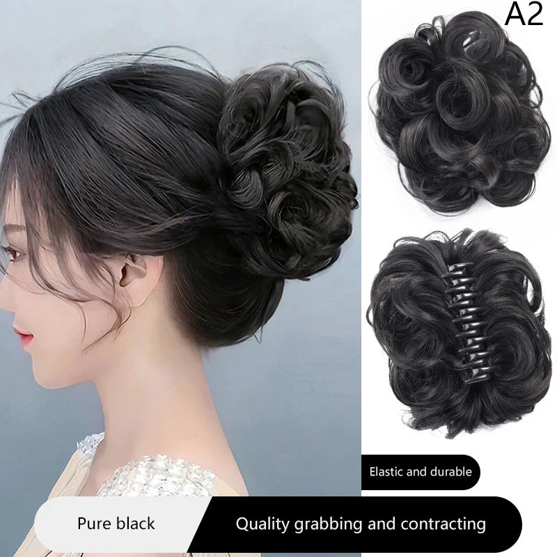 Messy Curly Synthetic Hair Bun Clip-In Hairpiece for Women