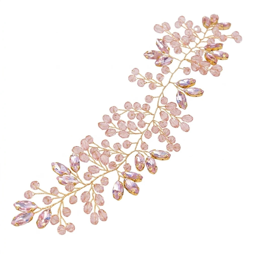 Crystal Bridal Hairpiece Elegant Wedding Headpiece For Women With Alloy Rhinestone Design Peaceful Pleasures Health and Wellness Pink