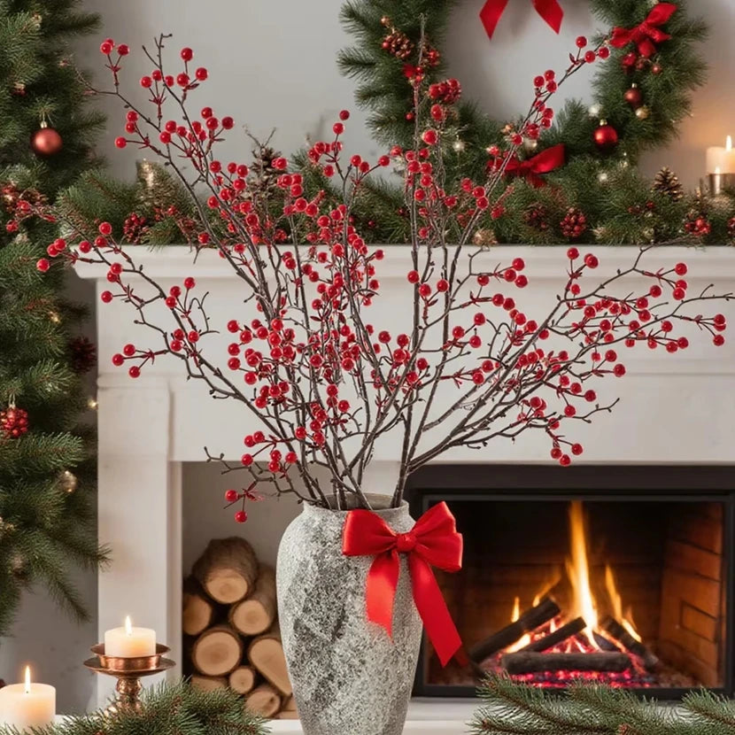 Artificial Holly Berry Branch Picks | Christmas & Wedding Decor