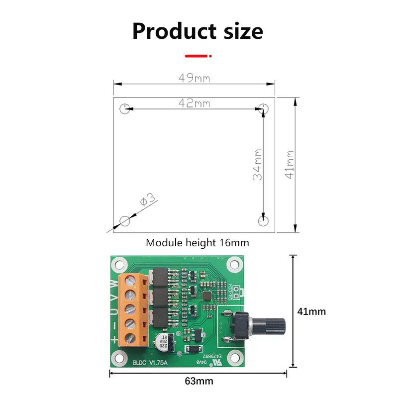 DC Brushless Motor Control Panel 6V 12V 24V Fan Speed Governor