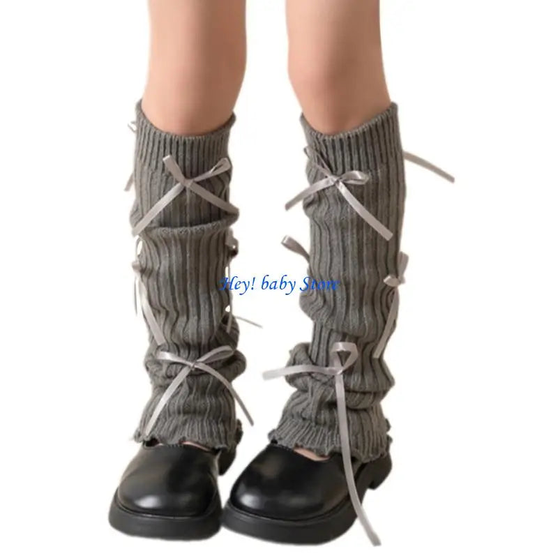 Girls 3D Bowknot Knitted Leg Warmers – Ballet Sweet Socks