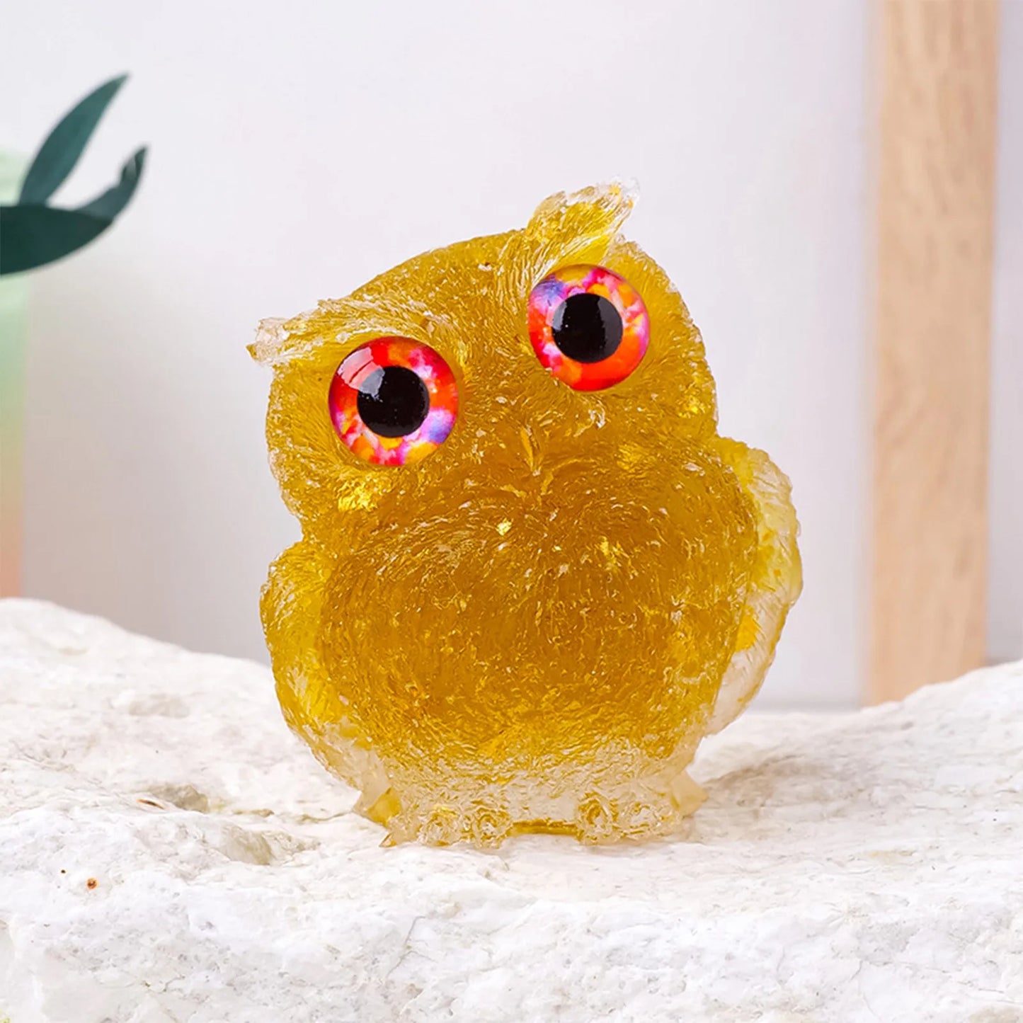 1PC Natural Owl Amethyst Rose Quartz Cute Animal Image Macadam Drip Glue Resin Owl Household Supplies Desktop Ornament Peaceful Pleasures Health and Wellness F One Size