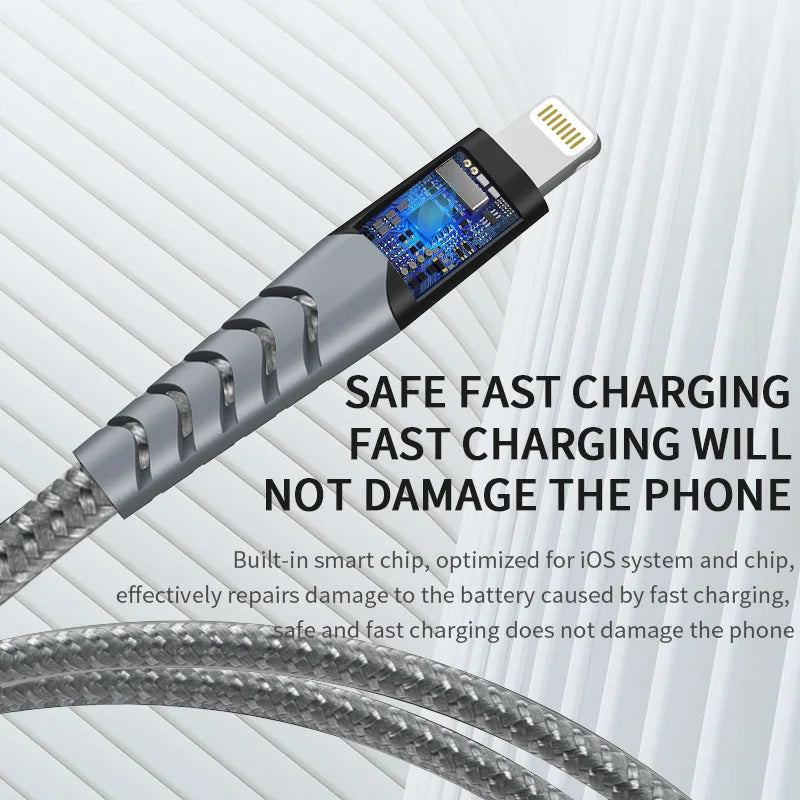 Nylon Braided USB-A to Lightning Cable 1M 2.4A Fast Charging