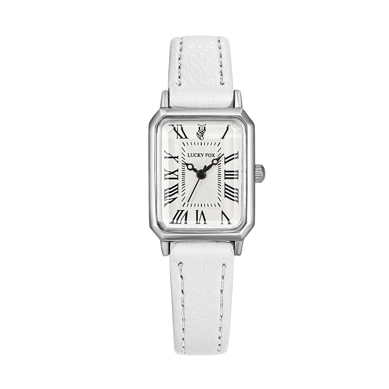 Fashion Rectangle Quartz Wrist Watch for Women Luxury Brand Roman Dial Leather Strap Ladies Watches Clock Peaceful Pleasures Health and Wellness White
