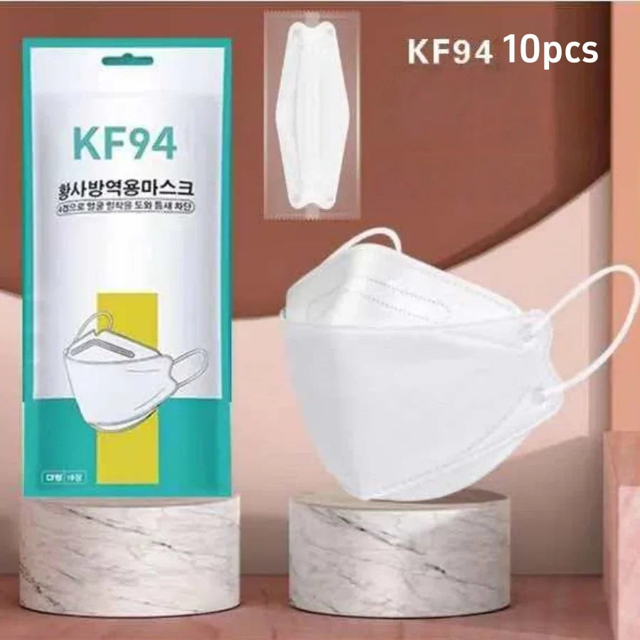 Adult KF94 Disposable Face Masks 4-Layer Melt-Blown | White & Black