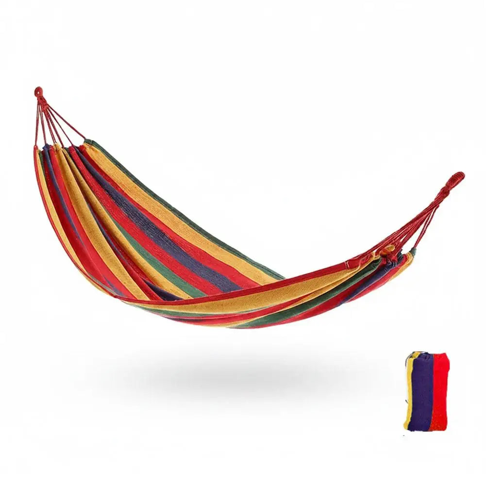 Outdoor Hammock Portable Camping Hammock Durable Canvas Hanging Bed Soft Breathable 2 Person Hammock Garden Backyard Travel Peaceful Pleasures Health and Wellness Red