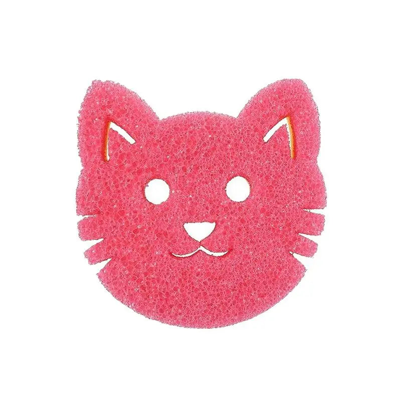 Heat-Sensing Cat Face Kitchen Sponge | Dish Scrubber Kitchen Dish Sponge Peaceful Pleasures Health and Wellness B