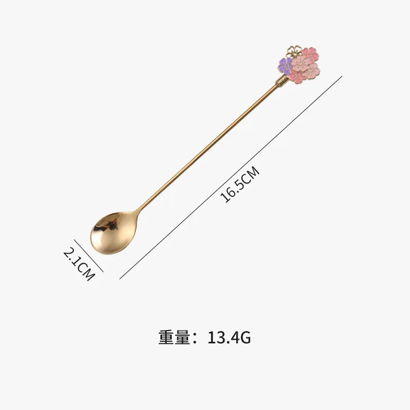 Cherry Blossom Spoon Fork Stainless Steel Coffee Kitchen Star Long