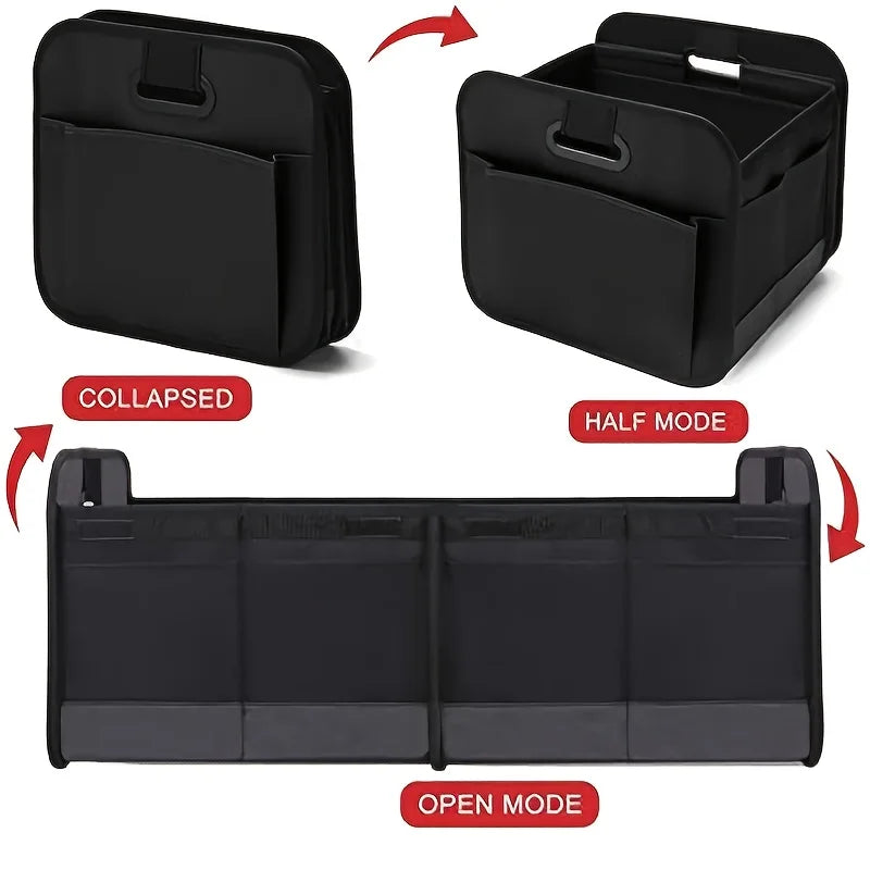 Collapsible Car Trunk Storage Box 600D Oxford Fabric Reinforced Handles Multiple Compartments for SUV Minivan Vehicle Storage Peaceful Pleasures Health and Wellness
