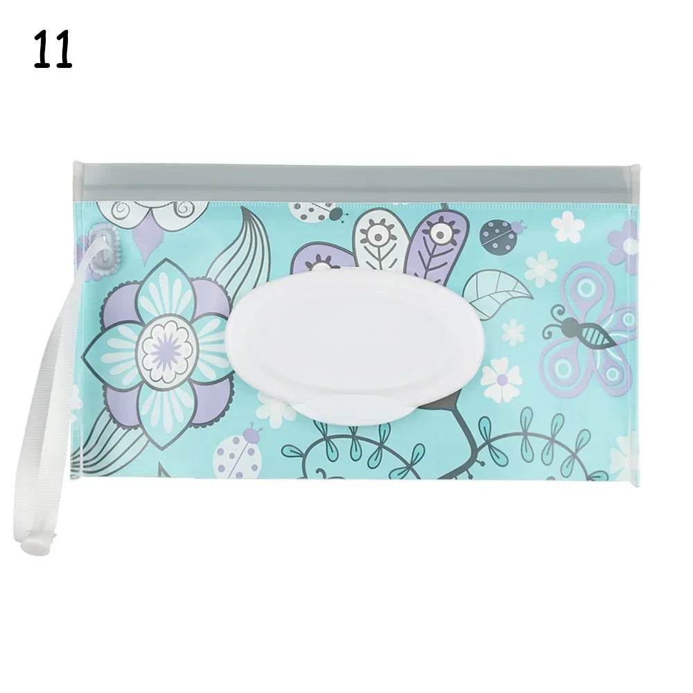 Baby Wet Wipes Carrying Case Bag | Stroller Snap-Strap Clutch
