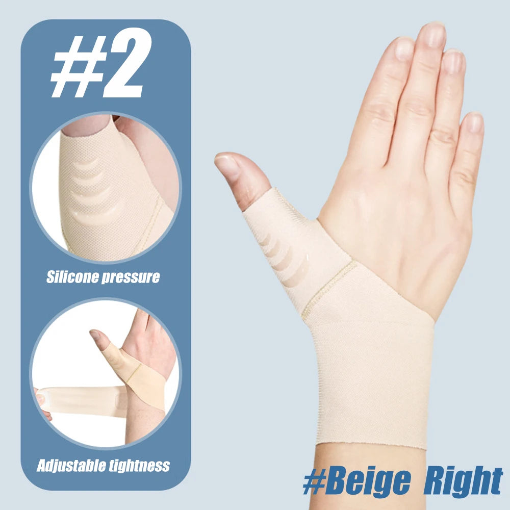 1Pcs Elastic Thumb Support Brace Layer - Soft Thumb Compression Sleeve Protector for Relieving Pain,Joint Pain,Tendonitis,Sports Peaceful Pleasures Health and Wellness 2-Beige-Right S