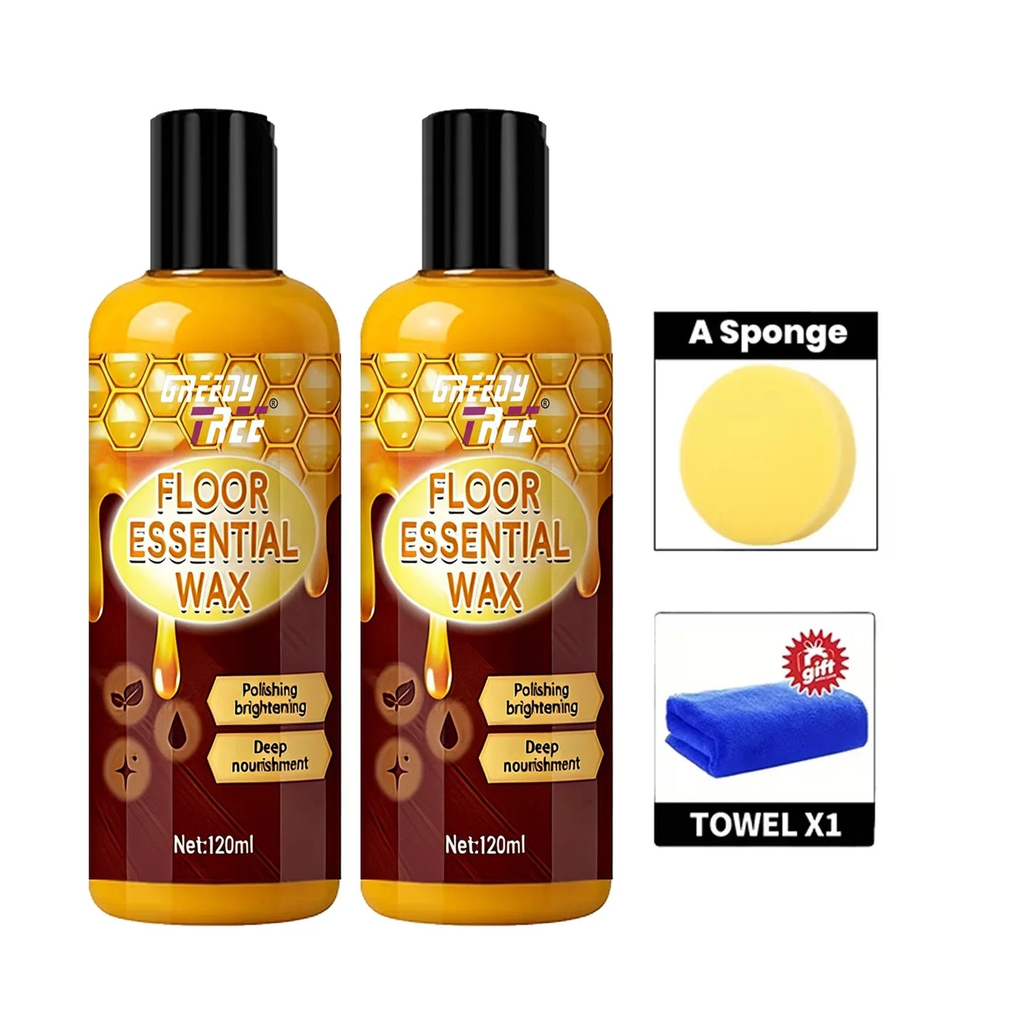 120ml Floor Wax Polish Kit with Sponge & Towel – Wood & Tile