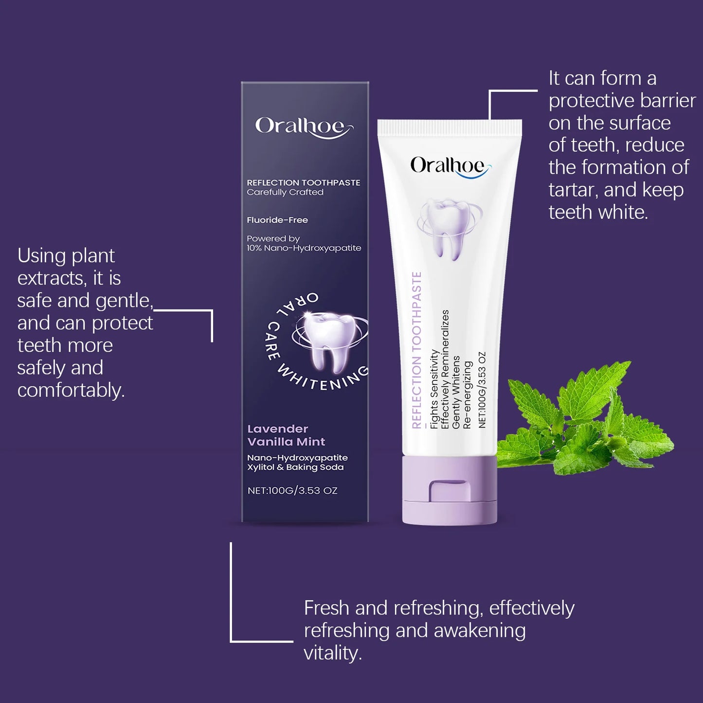 Oralhoe Xylitol Whitening Toothpaste | Mint & Hydroxyapatite