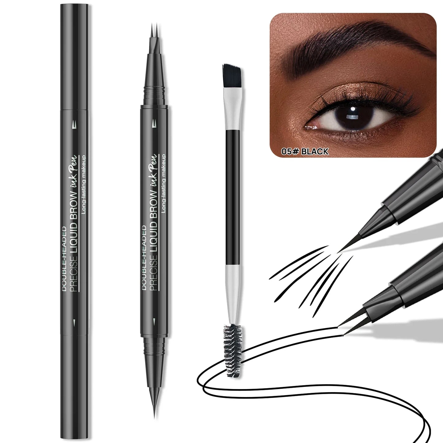 Hello Kiss Dual-Tip Waterproof Eyebrow Pencil – Smudge-Proof