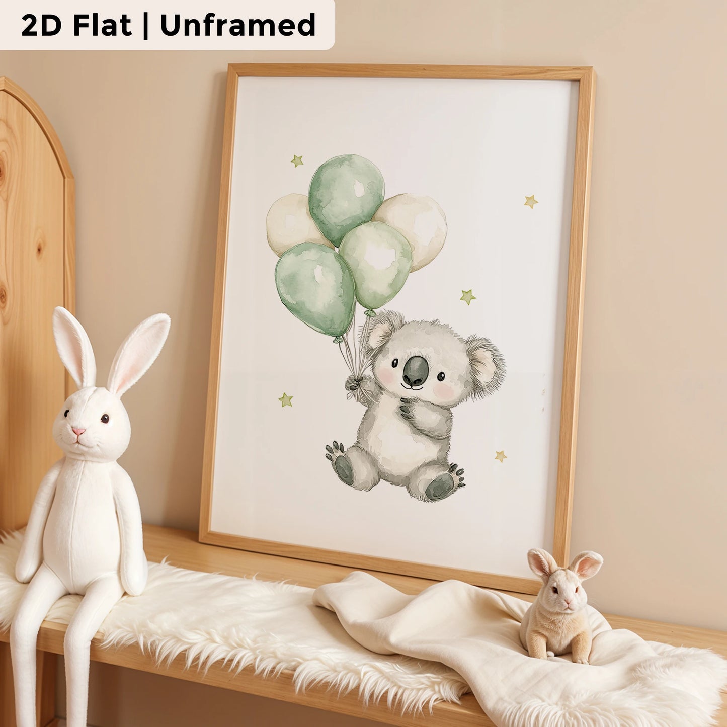 3-Piece Cartoon Koala Balloon Canvas Wall Art | Kids Room Decor