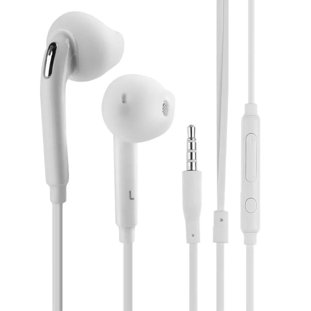 3.5mm Flat Wired Earbuds – Stereo In-Ear Headset with Mic