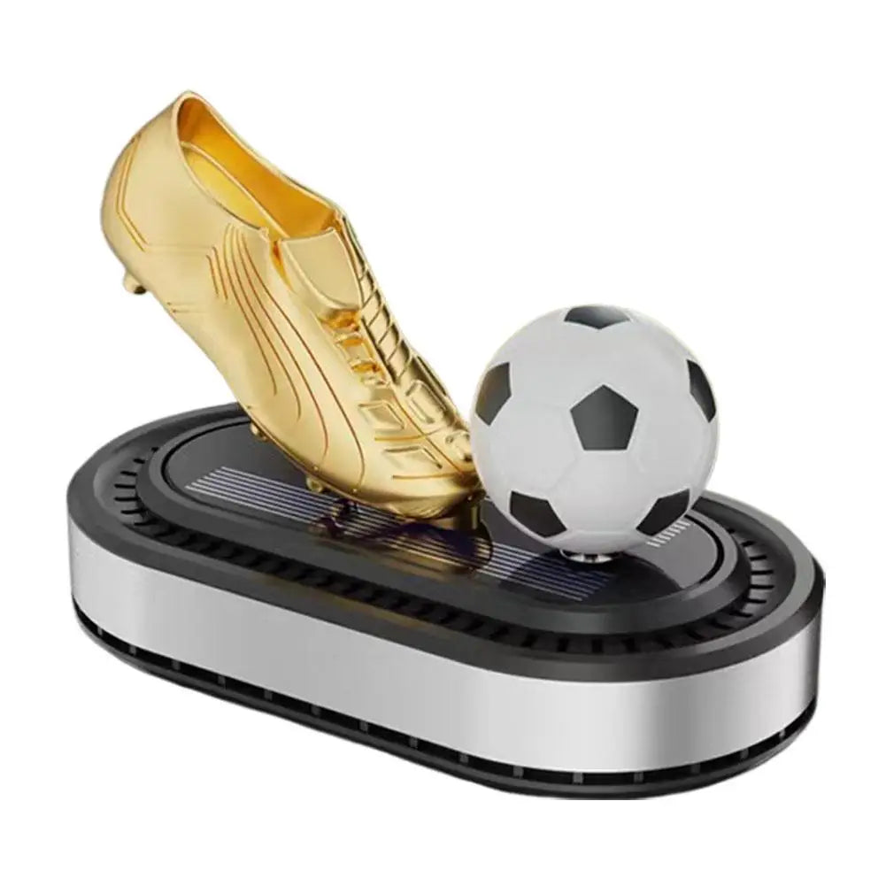 Solar Automatic Rotating Football Golden Boot Aromatherapy Diffuser Car Aromatherapy Brand Shoes Decoration Car Air Freshener Peaceful Pleasures Health and Wellness sliver