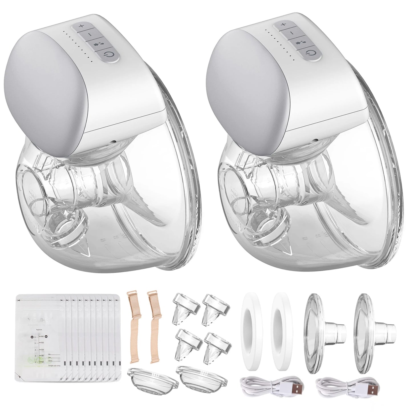 Wearable Electric Breast Pump Hands-Free BPA-Free 3 Modes 240ml