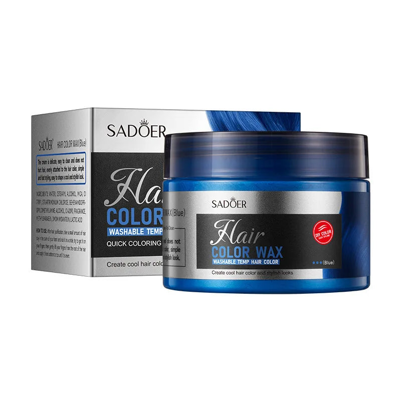 SADOER Hair Colour Wax Easy To Wash DIY Hairs Dyed Mud Long Lasting Dye for Eyebrow Beards Coloring Temporary Hair Cream Peaceful Pleasures Health and Wellness Blue