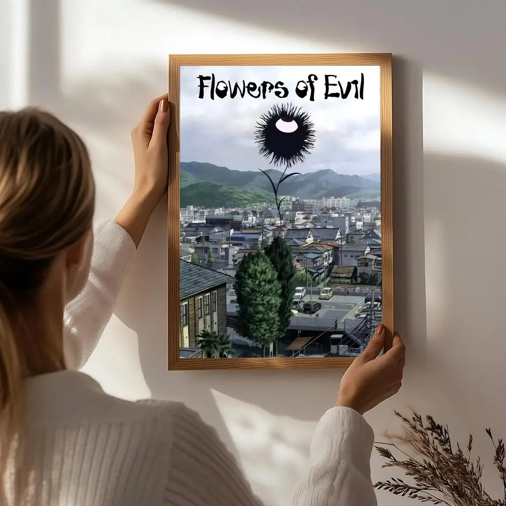 Anime T-The Flowers of Evil Poster HD Self Adhesive Waterproof Wall Art Ideal for Home Office Dorm Bedroom Great Gift Peaceful Pleasures Health and Wellness White7 50X70cmNoframe