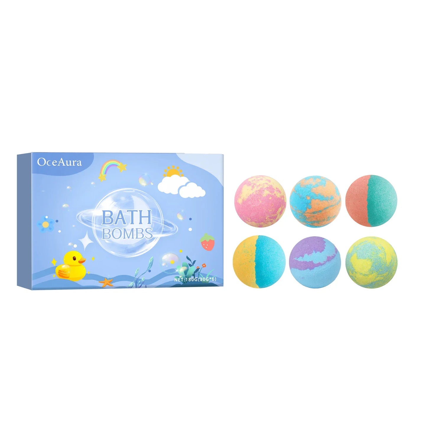 OceAura Christmas Bath Bombs – Colorful Fizzing Spa Gift Set