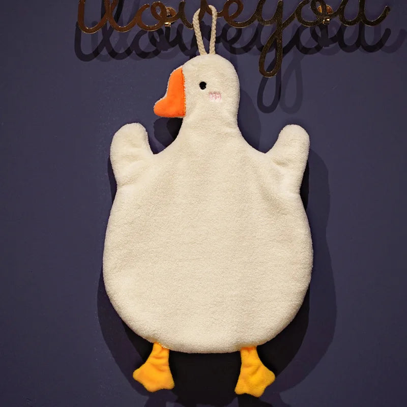 Cartoon Goose Hand Towel – Hanging, Absorbent Kitchen & Bath
