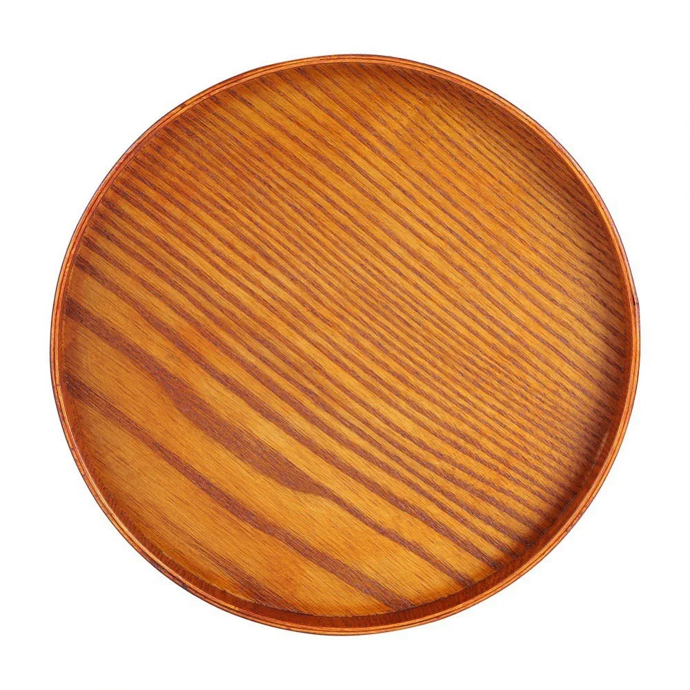 Round Rustic Wooden Serving Tray | Natural Wood Home Décor