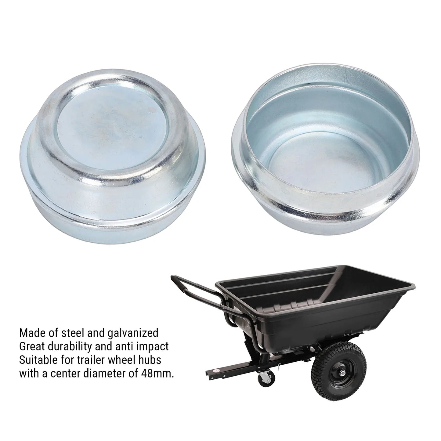 48mm Trailer Hub Dust Cap Galvanized Steel | Alko Fit 2-Pack