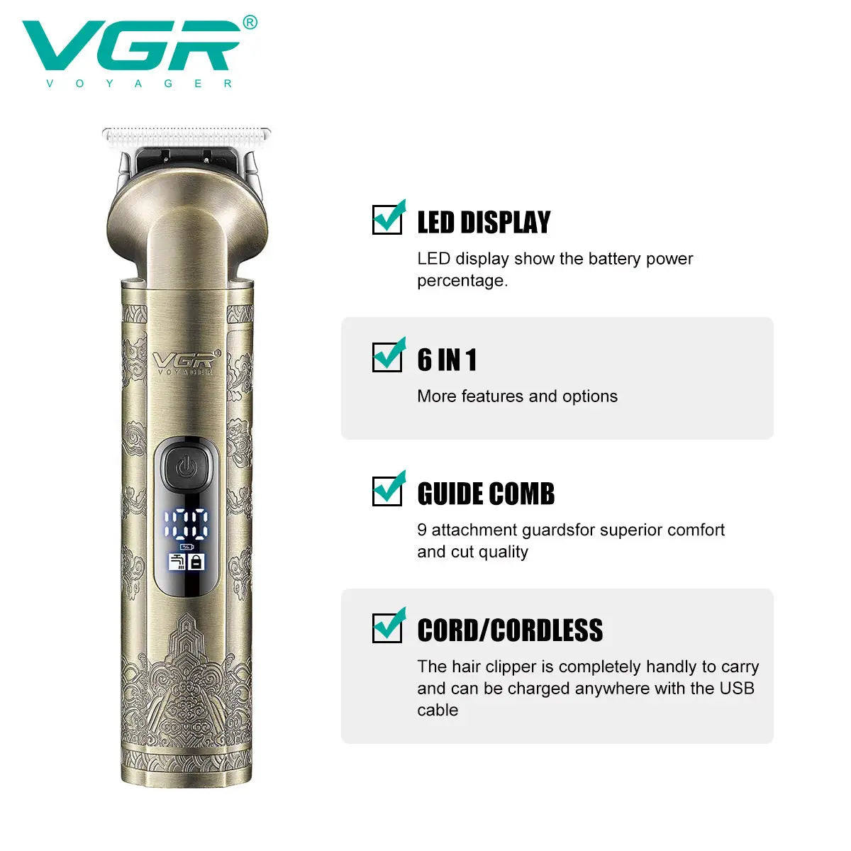VGR V-109 All-in-One Electric Hair Trimmer & Grooming Kit
