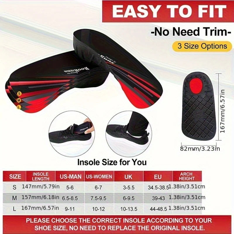 3/4 Flat Feet High Arch Support Insoles, Orthopedic Shoes Sole Pads For Relief Heel Pain, Plantar Fasciitis, Over-Pronation etc. Peaceful Pleasures Health and Wellness