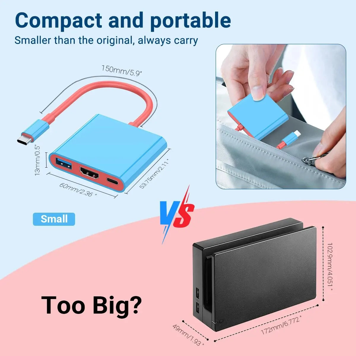 3-in-1 USB-C Switch TV Dock | 4K HDMI, USB 3.0 & 100W PD USB-C Docking Hub Peaceful Pleasures Health and Wellness