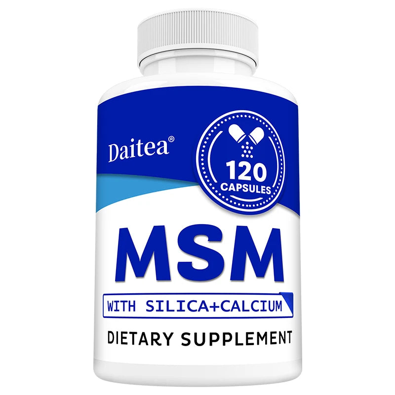 MSM with Silica + Calcium Capsules, 120 Servings – Supports Bone Health – Promotes Hair & Nail Health – Non-GMO, Gluten-Free Peaceful Pleasures Health and Wellness 120 count-1 bottle
