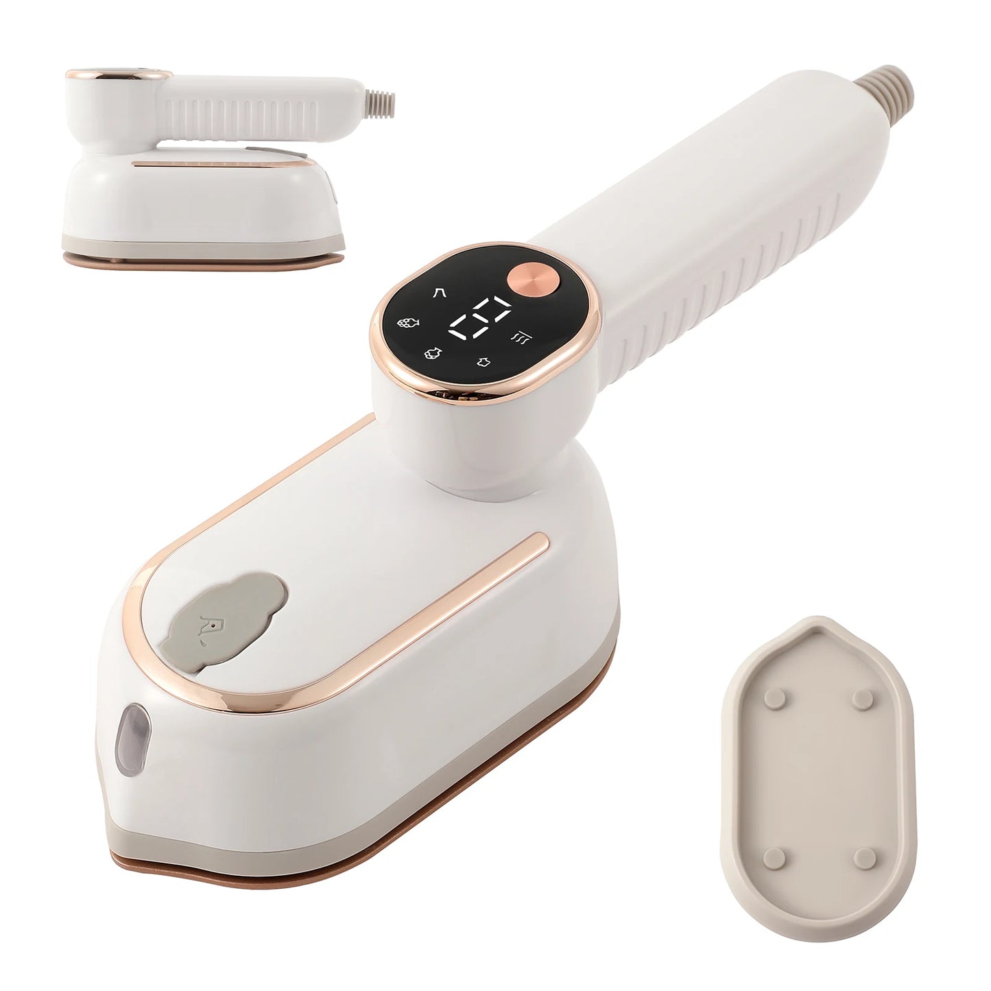 Handheld Portable Mini Steam Iron with Four Temperature Control High-Power Rotating Ironing Machine for Fabric Care Peaceful Pleasures Health and Wellness WHITE EU