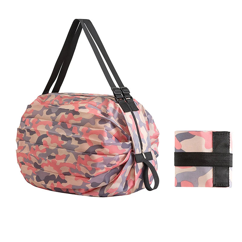 New Handbag Folding Waterproof Storage Bag Shopping Bag With Portable And Large Capacity Portable Mountaineering Bag Peaceful Pleasures Health and Wellness Pink Camo