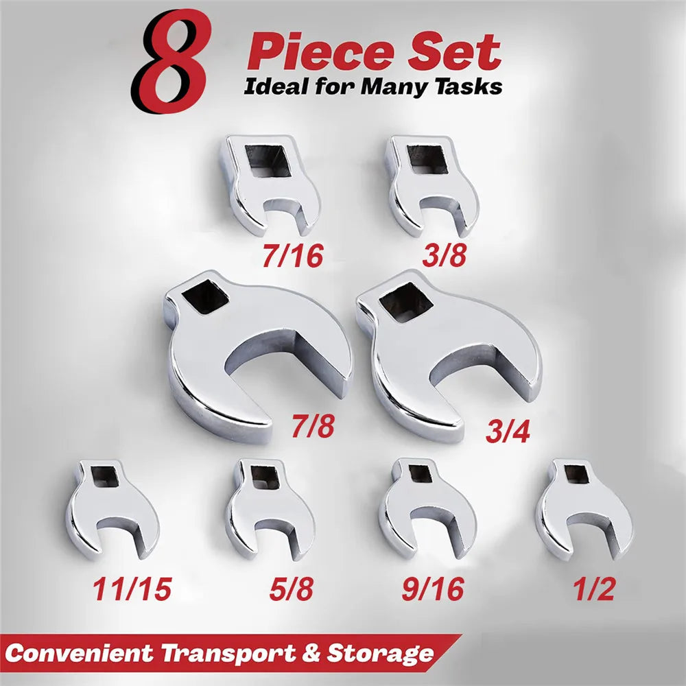 DIY 8 Pcs 3/8 Inch Drive Crowfoot Wrench Set Inch/Metric Chrome Plated Crow Foot Metric Key Professional Hand Tools Job Tools Peaceful Pleasures Health and Wellness The Imperial System