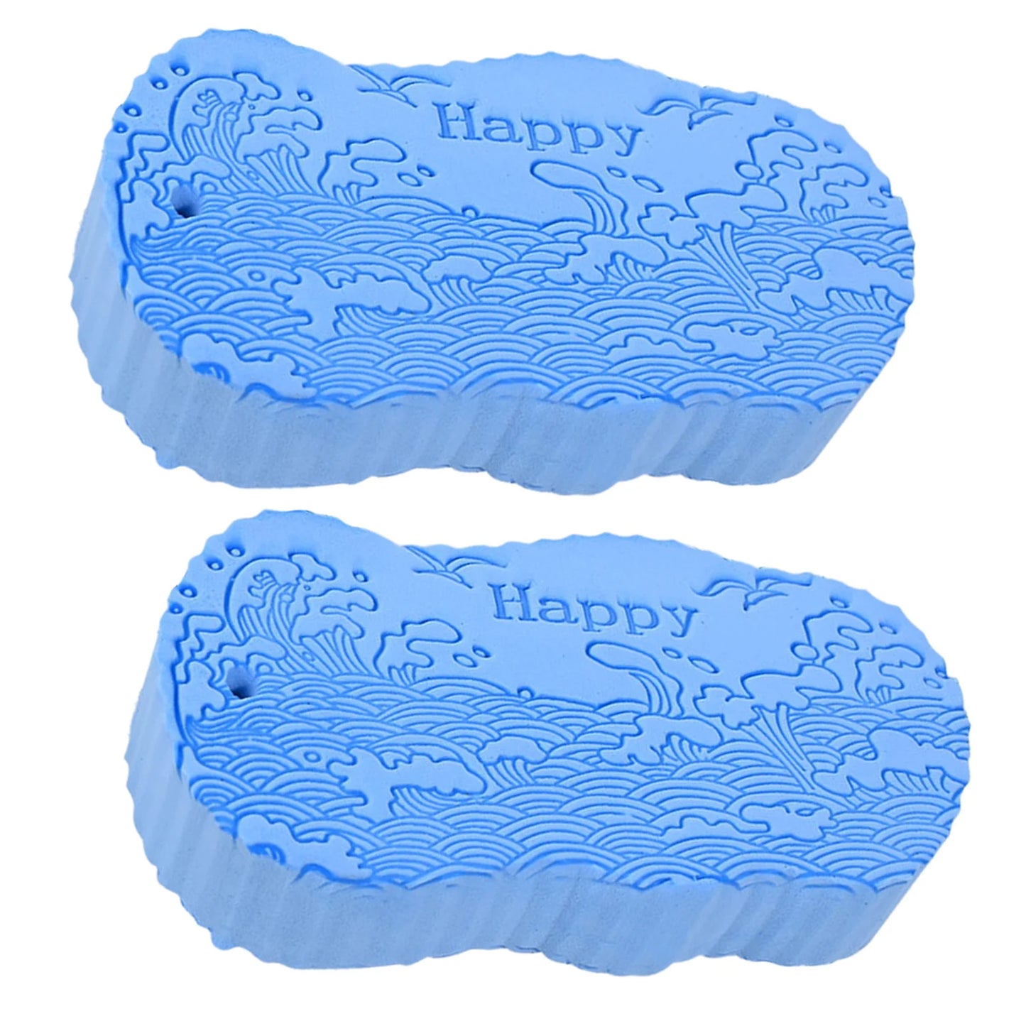 Super Soft Exfoliating Bath Sponge Magics Exfoliators Dead Skin 3D Bath Sponge Body Massage Cleaning Brush For Adults Children Peaceful Pleasures Health and Wellness Blue 2pcs