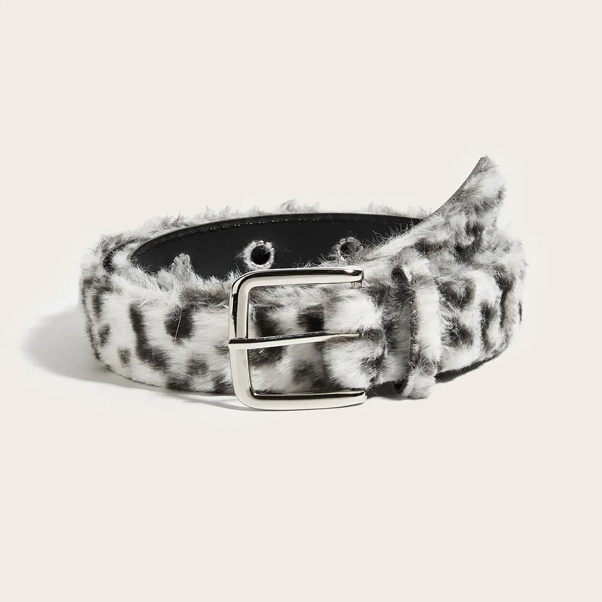 Pink Leopard Print Plush Belt Personality Fashionable and Versatile Wide-width Light Luxury and Comfortable Furry Belt for Girls Peaceful Pleasures Health and Wellness WHITE 103cm