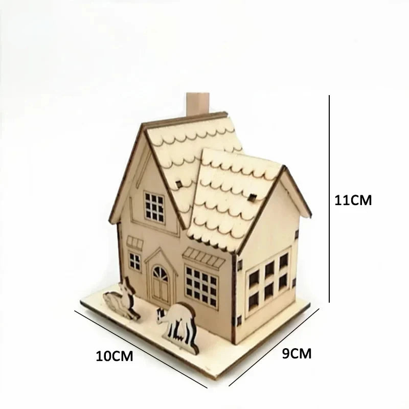 Christmas Decorations Glowing Log Cabin Snow House Xmas Tree Home Desktop Decor DIY Gifts Sets Window Ornaments Cute Wood Crafts Peaceful Pleasures Health and Wellness Shuanglu