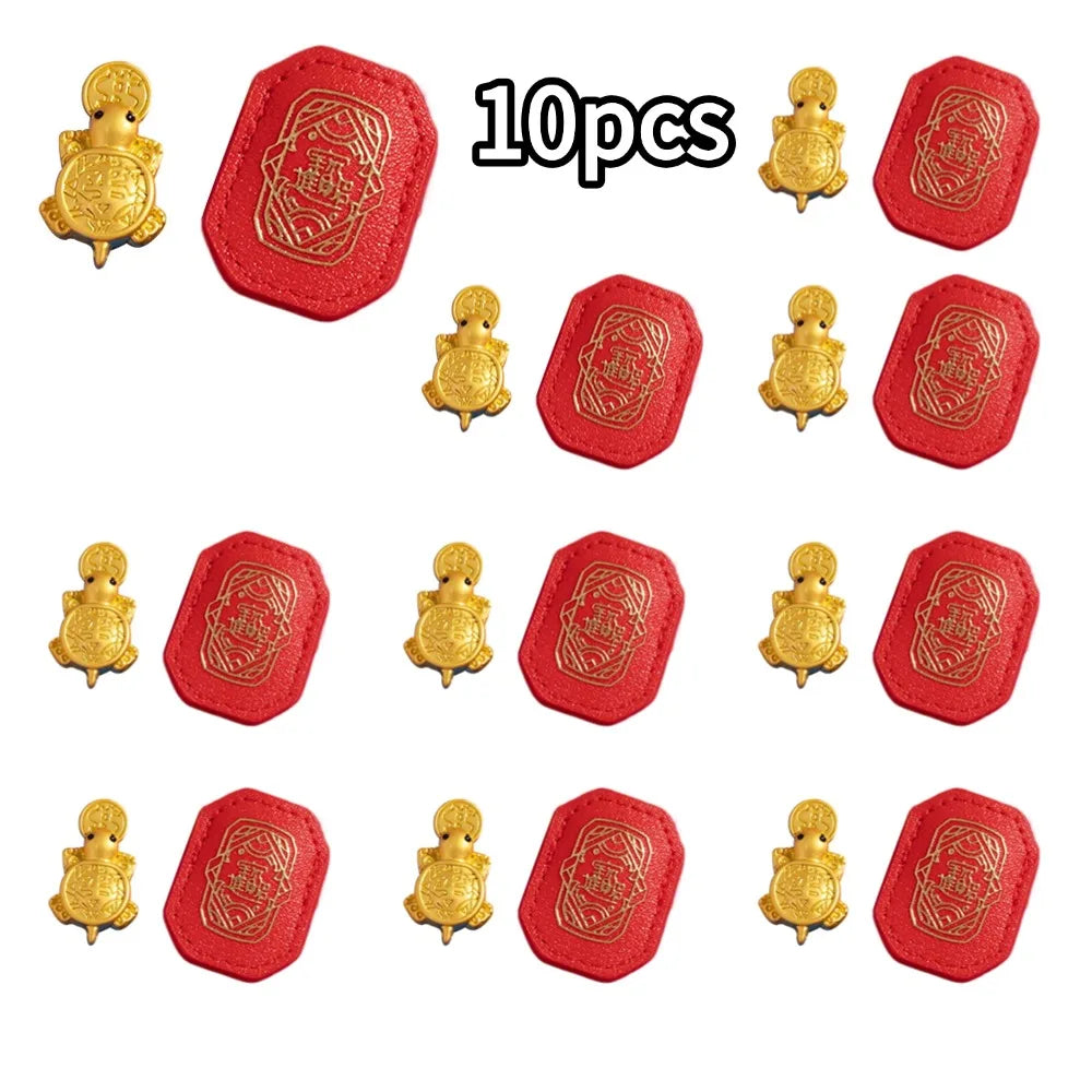 Gold Fortune Turtle Figurine with Leather Case – Lucky Gift