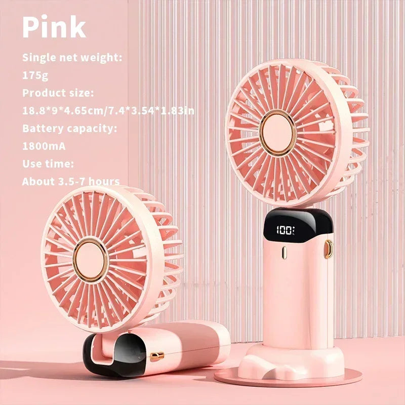 Portable Foldable Neck Fan 3000mAh – 5 Speed & LED Display