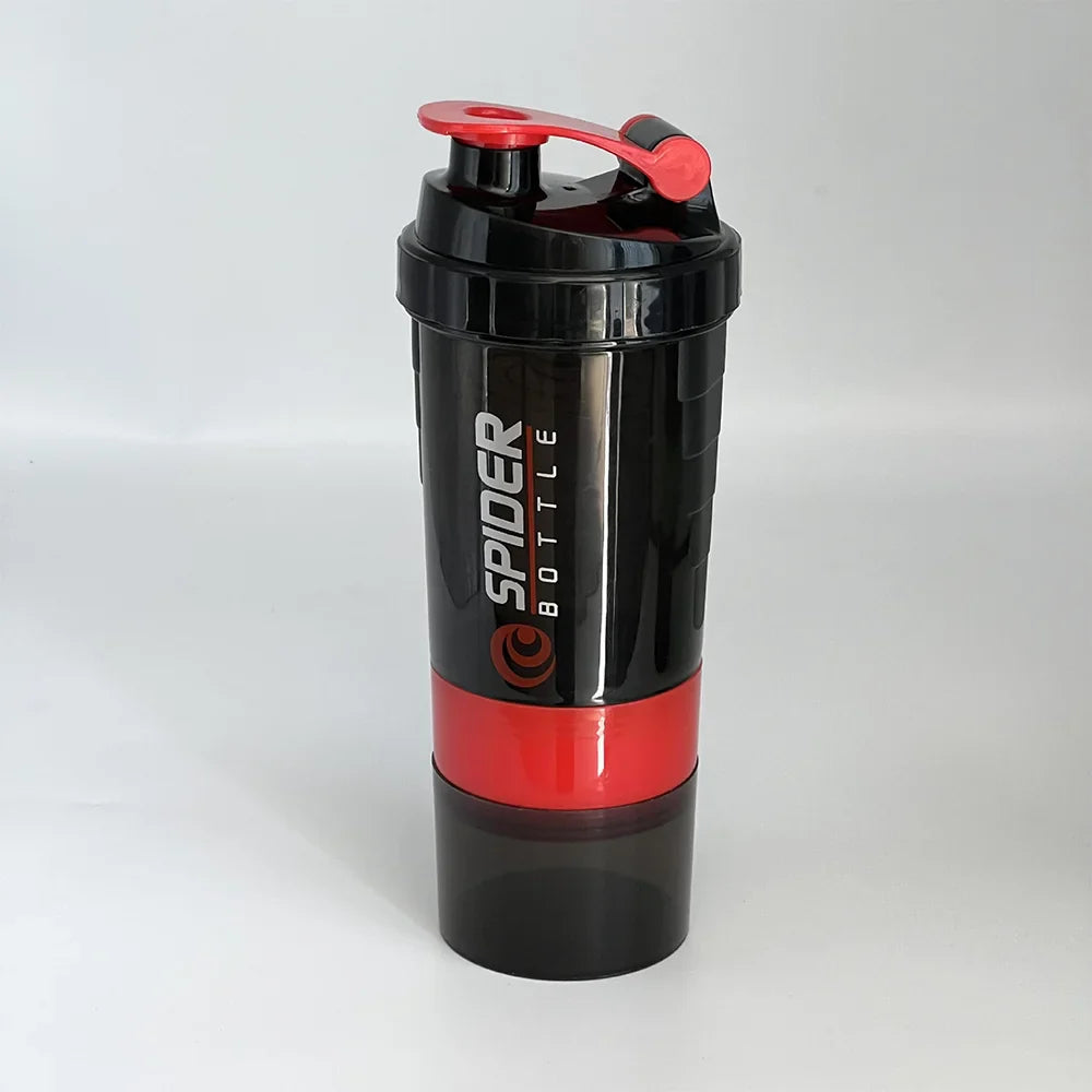 3-Layer Protein Shaker Bottle 600ml – Powder & Pill Storage