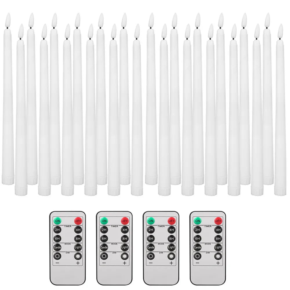 LED Flameless Taper Candles 11" Flickering | Remote & Timer
