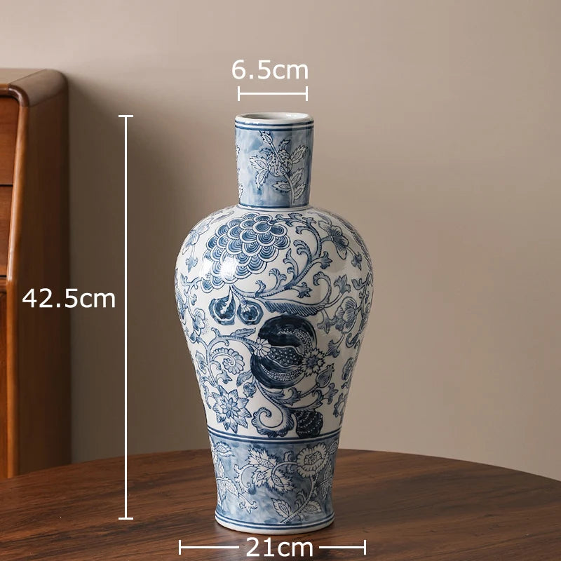 Blue & White Porcelain Vase | Tabletop Flower Décor