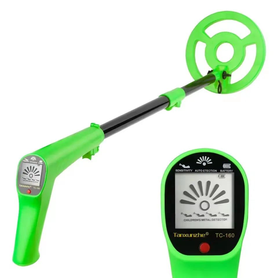 Kids Outdoor Educational Toy LCD Metal Detector 27.5"-37.8" Adjustable 6.5" Coil Peaceful Pleasures Health and Wellness green