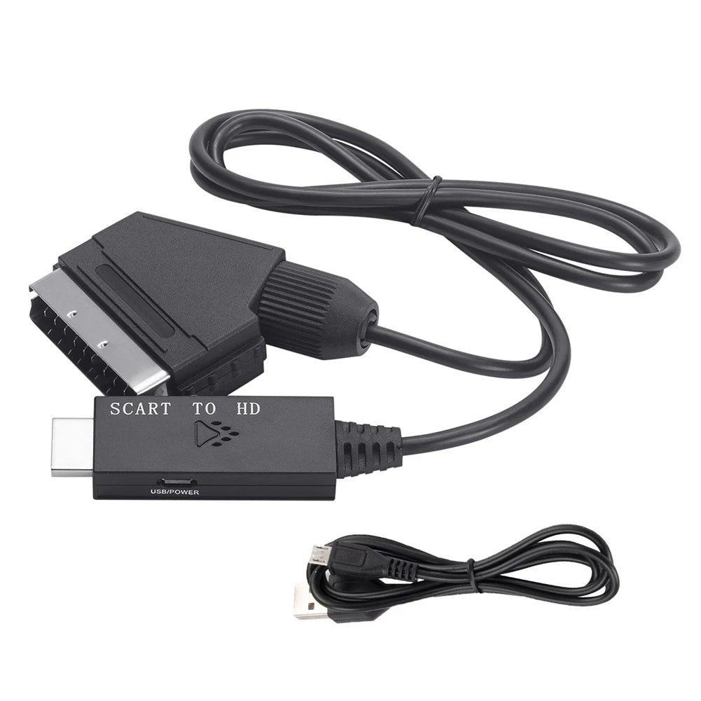 SCART to HDMI-compatible Converter Cable Video Audio Converter Adapter Scart in HDM Out Suport 720P/1080P Switch for HDTV DVD Peaceful Pleasures Health and Wellness 1PCS